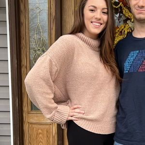 Tan Knit Mock Neck Sweater